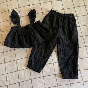 EUC Cotton On Kids eyelet crop top and wide leg pants